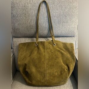 Olive Suede Tote Bag